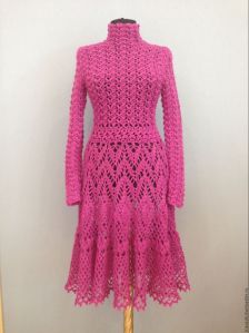 Ladies Handmade Crochet One Piece Dress, Length : Midi