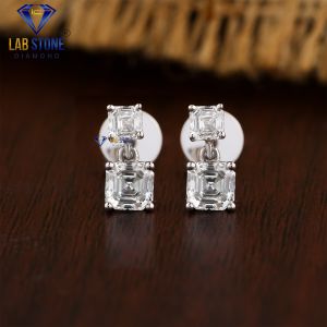 Asscher Cut Diamond White Gold Stud Earring