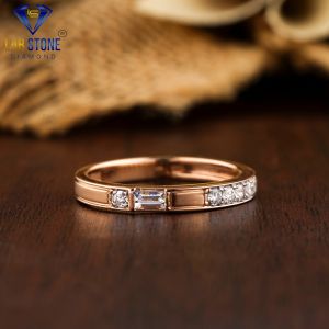 Baguette Round Cut Diamond Rose Gold Ring