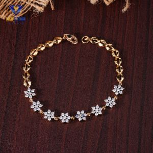 Desinger Round Cut Diamond Yellow Gold Bracelet