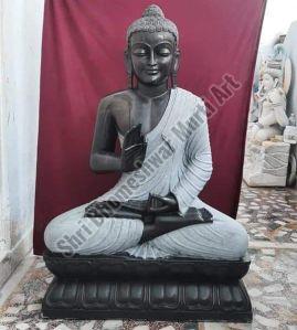 Carved Black Marble Buddha Statue, Packaging Type : Thermocol Box