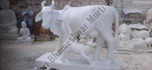 Cow Marble Statue, Color : White