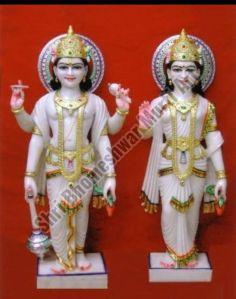 Lakshmi Narayan White Marble Statue, For Worship, Temple, Interior Decor, Office, Packaging Type : Thermocol Box