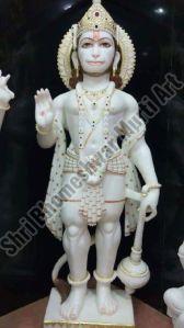 Polished Plain Marble Hanuman Statue, Packaging Type : Thermocol Box