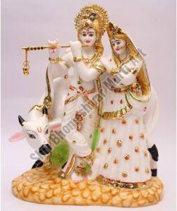 Plain Marble Radha Krishna Statue, Packaging Type : Thermocol Box