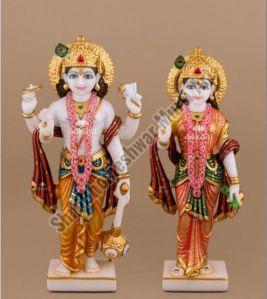 Printed Marble Vishnu Laxmi Statue For Temple, Worship