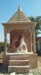 Polished Pink Sandstone Temple For Religious