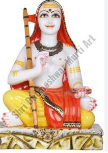 Polished Printed White Marble Shankaracharya Statue For Religious Purpose