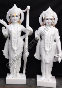 White Marble Sita RAM Statue For Worship, Temple