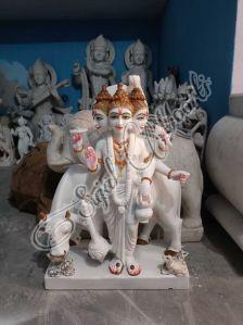 Smag Color Coated Marble Dattatreya Trimukh Statue For Temple