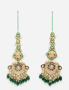 Dugristyle Artifical Diamond Gold Plated Alloy Spearmint Drop Earring, Dged23003, Size (inches) : Free Size