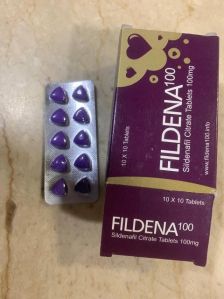 Fildena-100 Sildenafil Citrate Tablets, Packaging Type : Strips