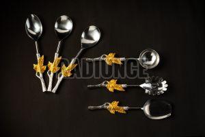 1058 Stainless Steel Salad Server Set Of 6 Pcs