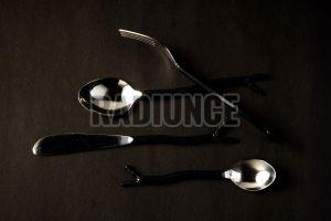 1060 Stainless Steel With Black Powder Coated Cutlery Set Of 4 Pcs