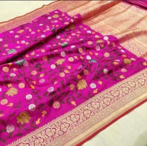 Pure Banarasi Katan Silk Khaadi Heavy Border Saree