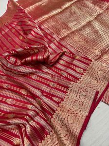 Red Pure Katan Khadi Banarasi Handloom Saree