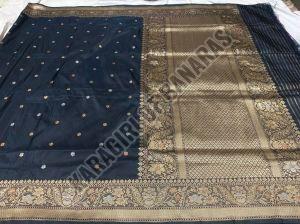 Booti Black Cotton Khadi Saree, Gender : Female