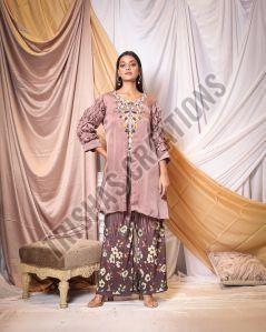 Honeycomb Sleeve Printed Palazzo Set