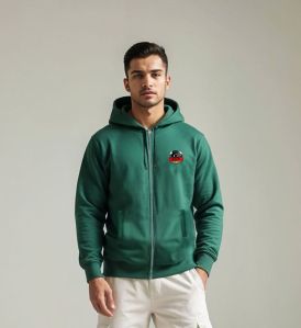 Mens Green Zipper Hoodie