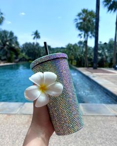 500ml stainless steel Rhinestone Tumbler - Handmade