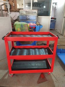 Rimsha Mild steel 3 Tray Trolley, Shape : Rectangular