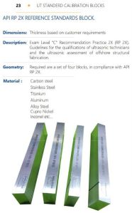 API Rp 2x Reference Standards Block