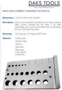 Navy Eddy Current Standard Test Block