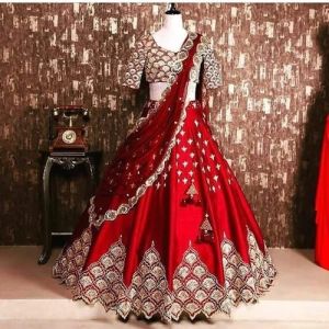 Embroidered Customized Bridal Lehenga, Sleeve Type : Sleeveless, Half Sleeves, Full Sleeves