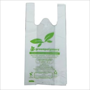 White Printed Biodegradable Carry Bag