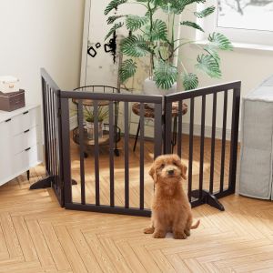 Dog Gate With 2 Stands, Freestanding PET Gates For Doorways and Stairs