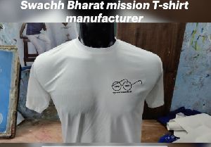 Rk Tshirt Round Polyester Swachh Bharat Mission T-shirt, Gender : Male, Female