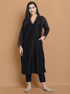 Ladies Chanderi Kurta With Cotton Pencil Pant