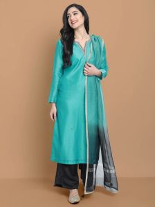 Ladies Chanderi Kurta With Palazzo and Dupatta