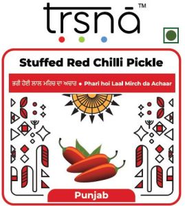 Punjab Stuffed Red Chilli Pickle, Taste : Spicy