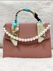 Ladies PU Pearl Handle Sling Bag