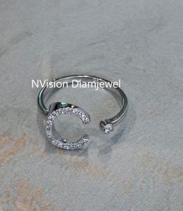 Real Diamond Alphabetical Initial Ring, Packaging Type : Velvet Box