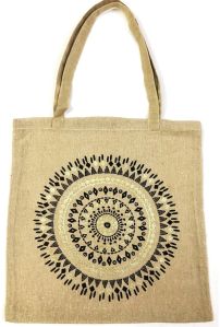 Printed Double Handed Jute Bag, Closure Type : Open