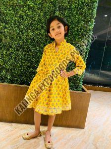 Printed Girls Cotton Frock Daily Wear, Age : 6 - 8 Year