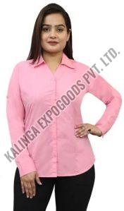 Cotton Ladies Plain Shirt, Color : Pink M, Xl