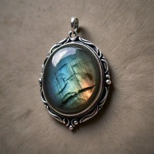 Hecate Handmade Big Gemstone Labradorite Pendant Silver