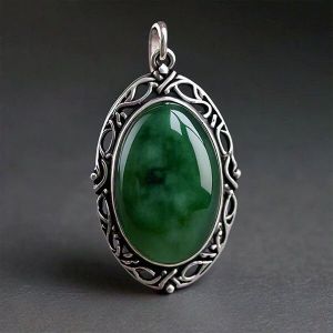 Hera Handmade Real Green Silver Chinese Jade Pendant