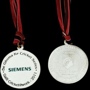 Sports Silver Medal Engraved With Text and Logo &AMP;ndash; MB4012