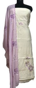 Cream Lavender Tussar Silk Suit