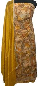 Elegant Yellow Organza Party Wear Suit With Intricate Embroidery and Mirror Work