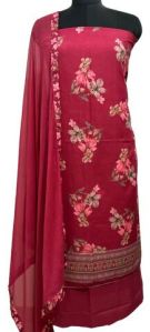 Floral Elegance Hot Pink Lizibizi Suit With Pure Mul Cotton Dupatta