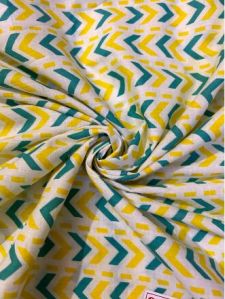 Yellow and Green Chevron Print Cotton Fabric