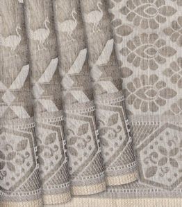 Grey Peacock Motifs Handloom Chirala Ladies Saree