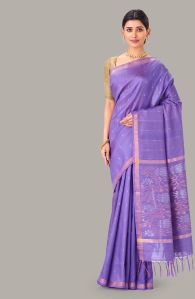 Lavender Handloom Uppada Silk Saree With Zari Buttas