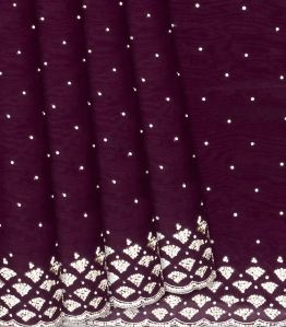 Magenta Woven Viscose Saree With Embroidered Floral Motifs Border