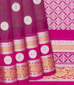 Pink Handloom Kamalam Buttas Chirala Silk Cotton Ladies Saree